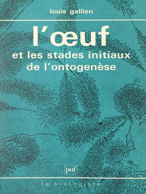 cover image of L'œuf et les stades initiaux de l'ontogenèse